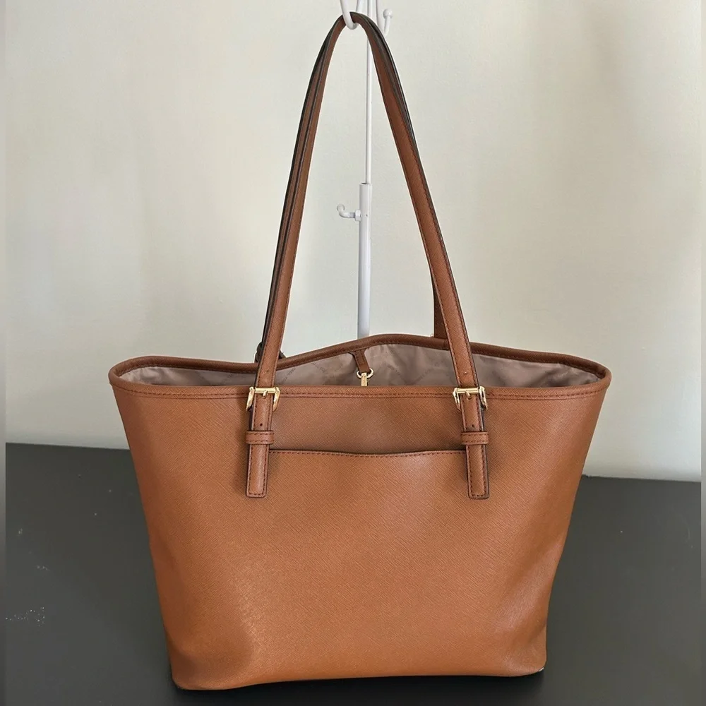 Michael Kors brown Leather Tote Gold Hardware Structured Shoulder bag